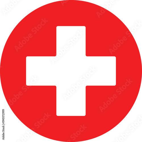 Red cross medical symbol vector illustration for healthcare and emergency services