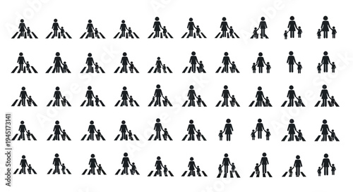 Collection of various people exercising silhouettes.
