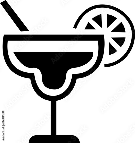 Cocktail glasses icons vector set in line and flat style. Alcohol, juice, beer, margarita, margarita, lemon drink icons with straw, vector illustration. isolated on transparent background