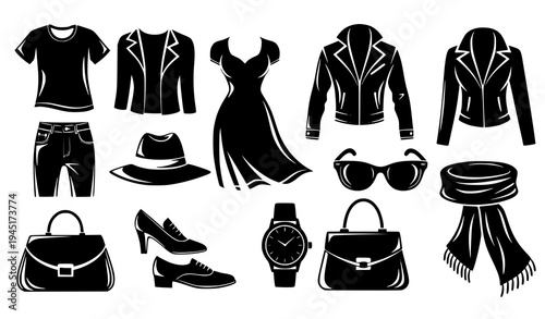 Stylized Clothing Fashion and Style Vector Icon Pack