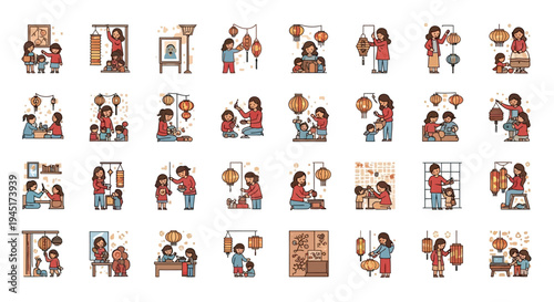 A collection of people working and interacting.