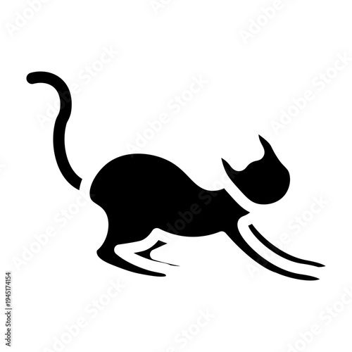 Purring Cat Vector Glyph Icon Design