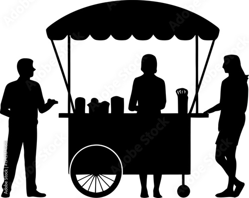 Street Food Cart Vendor Silhouette Market Stall