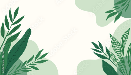 An abstract botanical background with a floral pattern, organic shapes, and leaf lines. Design for banners, websites, flyers, and covers.