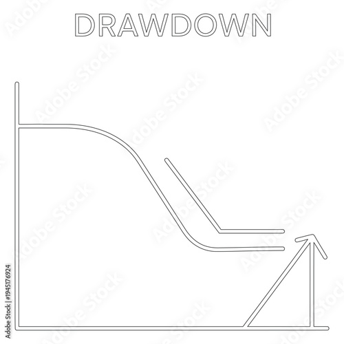 Simple line graph showing drawdown chart with arrow line simple graph minimal black lines white background