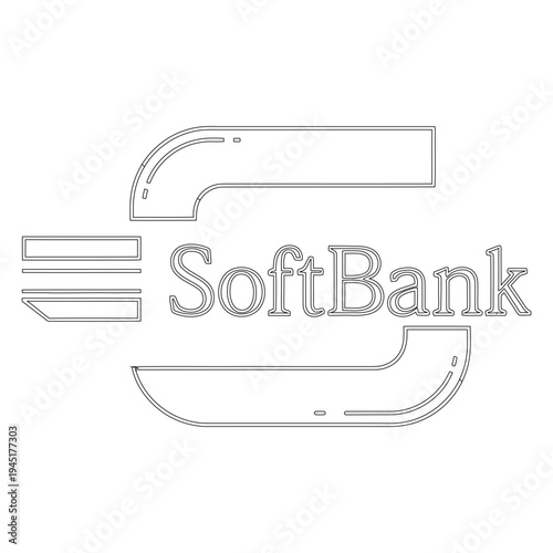 Soft Bank black and white minimal simple stylized letter S with text SoftBank