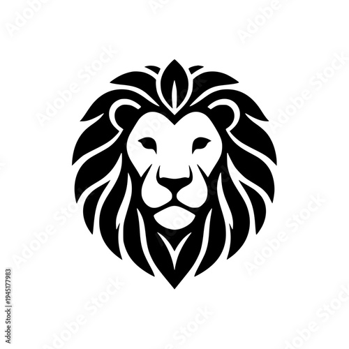 Luxurious Lion Head Logo with Leafy Ornate Mane