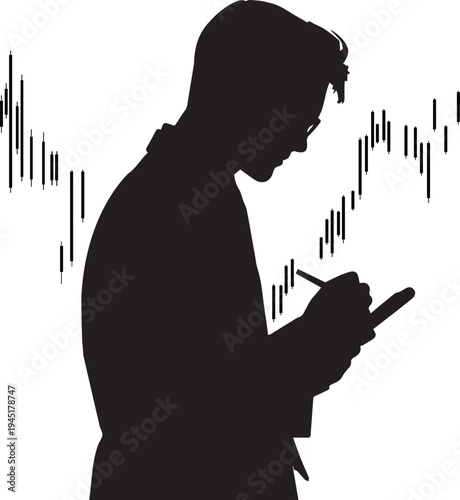 Investor analyzing stock market charts and graphs on a digital tablet.