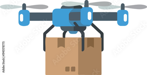 Drone Delivering Package Icon for Parcel Shipping Service