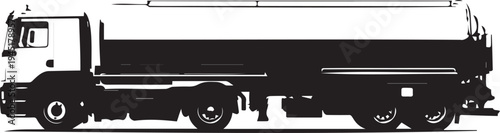 Side view silhouette of a large tanker truck carrying liquid cargo.