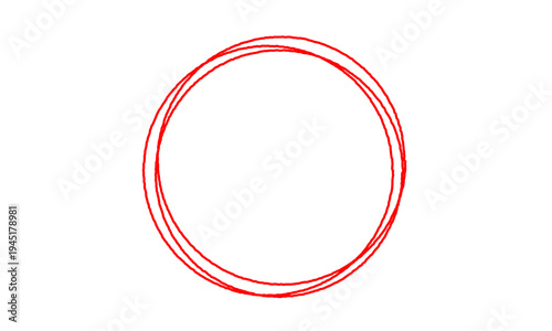 Hand drawn red round doodle frame isolated on white background. Vector circular scribble circle sketch collection for message note mark design element. Pencil or pen graffiti bubble draft illustration