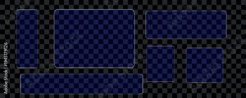 Transparent clear glass panel sheet blue overlay with vertical glossy shiny reflection stripe rectangle screen for modern window, tv monitor display silhouette vector