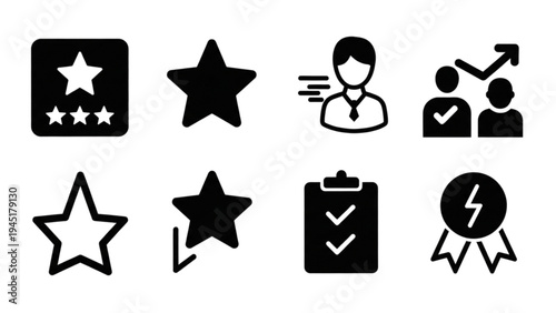 Vector Icon Sheet of Rating, Business, People, Stars, and Awards