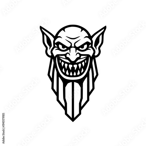 Aggressive goblin or orc character logo design featuring pointed ears and sharp teeth.