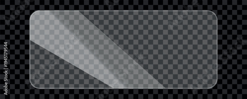 Transparent withe clear glass panel sheet overlay with glossy shiny reflection rectangle screen for modern window, tv monitor display silhouette