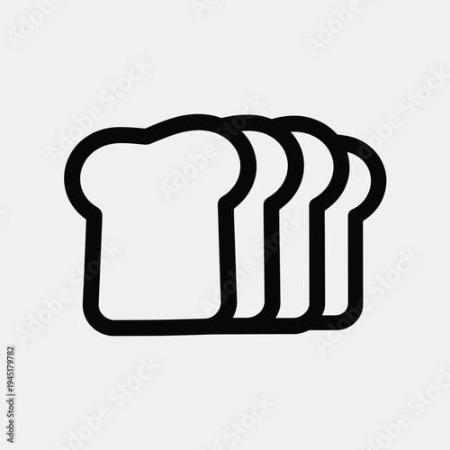A set of four white bread slices stacked neatly on top of each other. isolated on white background, Vector, illustration