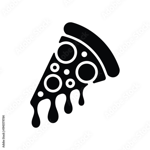 Delicious looking pizza slice with melted cheese and tomato sauce isolated on white background, Vector, illustration