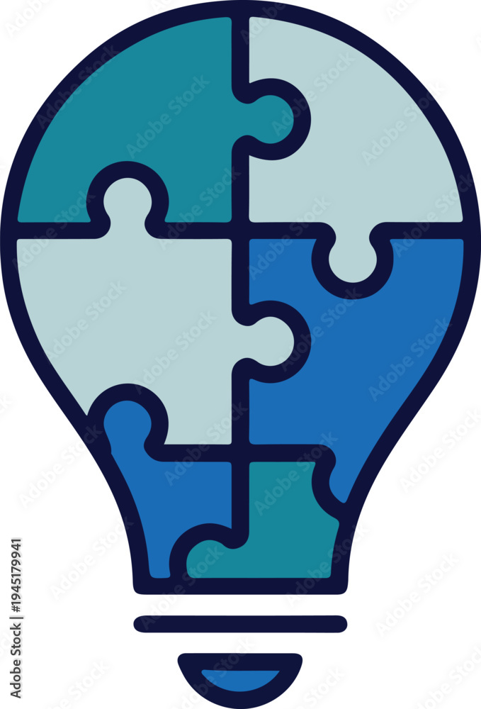 Obraz premium Creative Problem Solving and Idea Generation with Interlocking Puzzle Piece Lightbulb