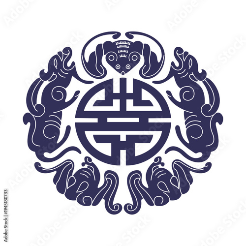 Traditional Chinese auspicious patterns collection featuring bat (symbol of fortune), detailed vector illustrations