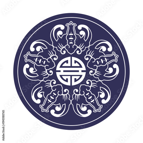 Traditional Chinese auspicious patterns collection featuring bat (symbol of fortune), detailed vector illustrations