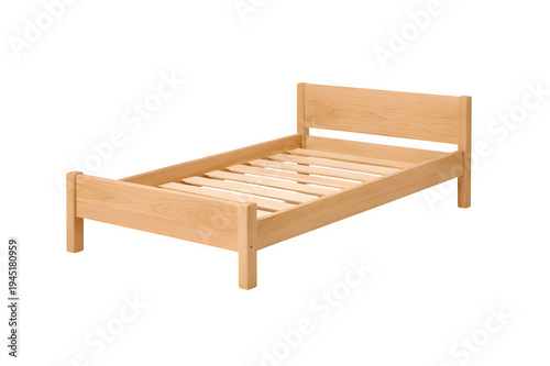 Wallpaper Mural Minimal Children's Wooden Bed Frame Light Natural Wood Tone Simple Scandinavian Design Studio Isolated Torontodigital.ca