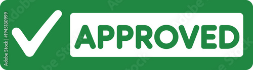 Approved check mark badge green verification label with tick symbol approved stamp icon validation approval concept vector illustration