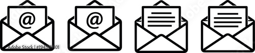 Email envelope icons set with message mail and inbox communication vector illustration
