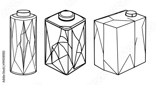 Lithium battery set with abstract line art of a crystalline structure featuring lithium battery, energy, EV with polygonal and crystalline