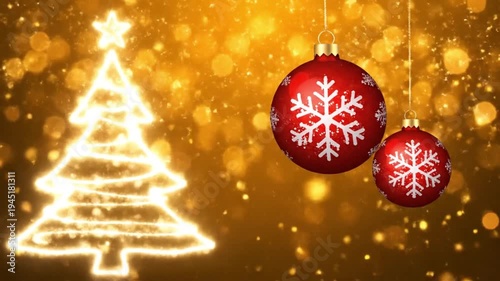 Glowing Spiral Christmas Tree with Ornaments