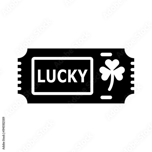 Lucky Ticket Icon with Clover Symbol