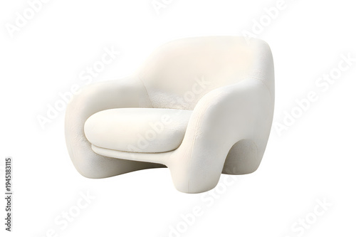 Wallpaper Mural High-End Designer Armchair Sculptural Curved Shape Neutral Textured Fabric Minimalist Luxury Aesthetic Studio Isolated Torontodigital.ca