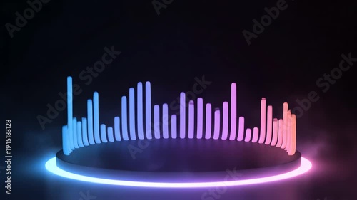 Circular Neon Audio Spectrum Visualizer 4K Video Background
