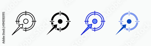 Target Icon Sheet Multiple Style Collection Isolated Vector