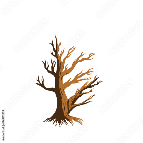 Illustration of a Drought Tree  World Day to Combat Deforestation and Drought