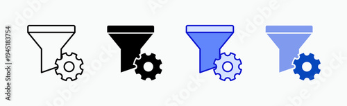 Filter Icon Sheet Multiple Style Collection Isolated Vector