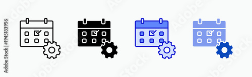 Schedule Icon Sheet Multiple Style Collection Isolated Vector