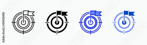 Goal Icon Sheet Multiple Style Collection Isolated Vector