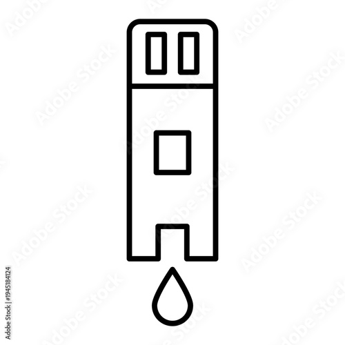 glucose test strip line icon with editable stroke