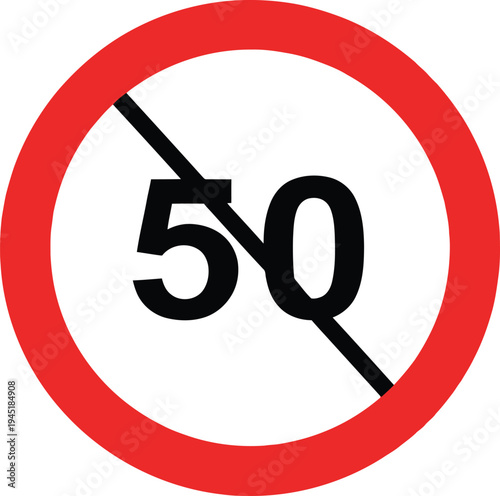 Speed limit 50 sign circular red prohibition sign for maximum speed regulation