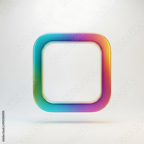 Vibrant, iridescent, holographic square floating against a white background.