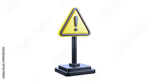 3D Warning Sign with Exclamation Mark