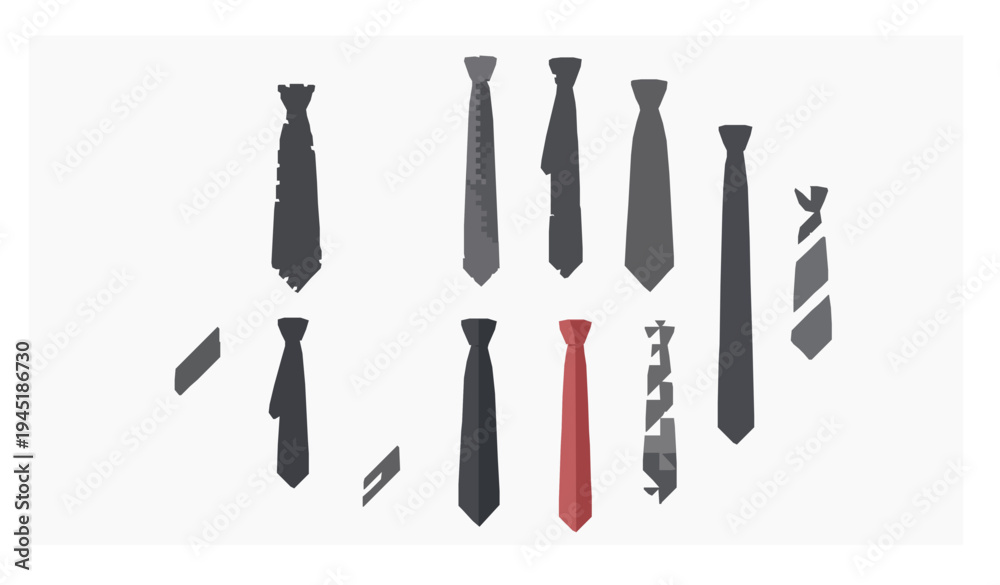 Obraz premium Male business tie vector icons flat illustration set arranged in circular layout isolated on white
