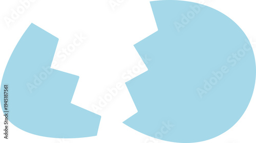 Broken Easter egg shell Silhouette vector illustration with two split halves.
Simple broken eggshell Silhouette for Easter design elements.
Transparent background. svg.