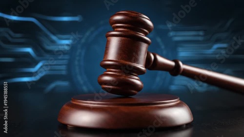 Futuristic Digital Law Concept with Judge’s Gavel