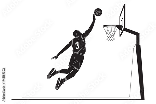 Basketball player silhouette black color icon, simple vector illustration