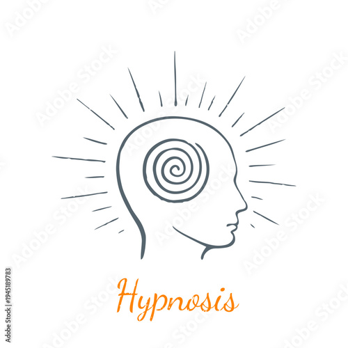 Hypnosis Sketch - human head with spiral mind