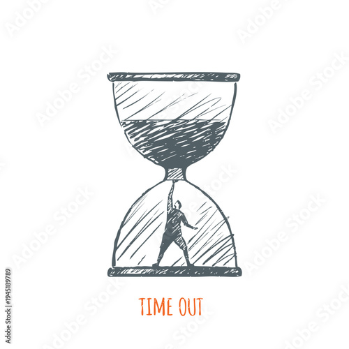 Time Out Sketch - businessman inside hourglass
