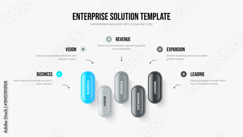 Corporate Review 5 Option Diagram Presentation Design. Company Introduction Frame Layout Vector Illustration. Market Plan Five Step Infographic Slideshow Template.