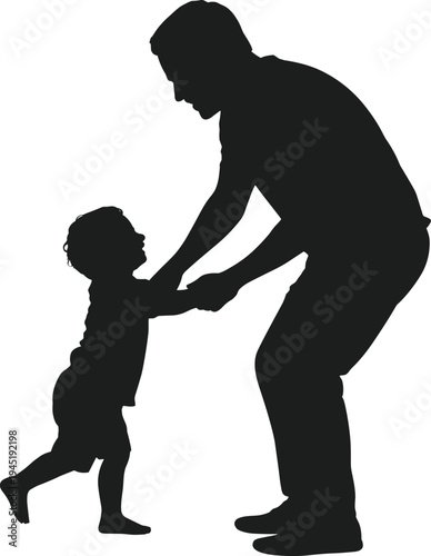 Father playing with child silhouette vector