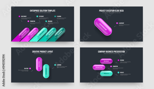 Investor Proposal 5 1 2 3 Option Diagram Frame Template Set. Financial Strategy Five One Two Three Element Infographic Slideshow Design Vector Illustration Collection.